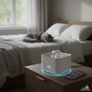 A quiet smart cat water fountain with app alerts, perfect for peaceful Canadian households and bedrooms.