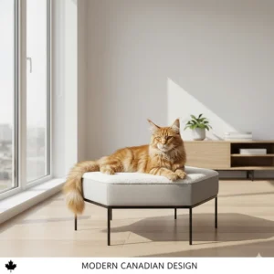 Sleek, modern cat bed for Maine Coons that complements minimalist Canadian interior design.