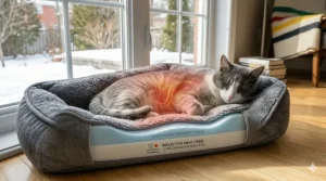 A self-warming cat bed for post-surgery recovery, ideal for keeping Canadian pets warm during winter healing.