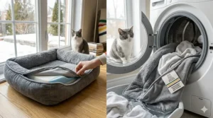 A removable, machine-washable cover for a cat bed for post-surgery recovery to maintain a sterile environment.