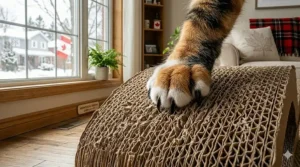 Close-up illustration of high-density corrugated cardboard layers showing the durable construction of a premium cat scratcher.