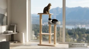 A minimalist sisal cat tree blending into a modern Vancouver-style interior design.