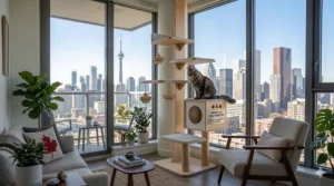 Scandinavian-style modern cat tree furniture that blends seamlessly with contemporary Canadian home decor.