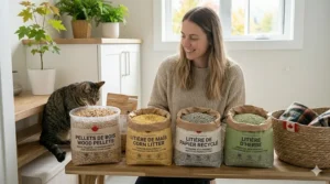 A high-efficiency air purifier running in a Toronto condo to eliminate litter box odor completely in a compact living space.