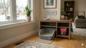 A graphic showing Canadian dollar signs comparing the upfront investment of automatic vs. manual litter boxes.