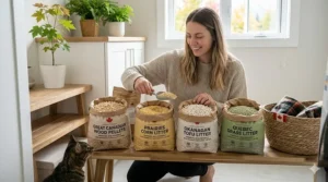 Various wood and corn-based biodegradable litters available in Canada designed to eliminate litter box odor completely.