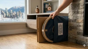 Canadian cat toy packaging for a crinkle cat tunnel featuring English and French bilingual text.
