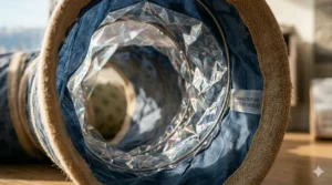 Close-up of the crackling inner lining of a crinkle cat tunnel showing the stimulative texture for felines.