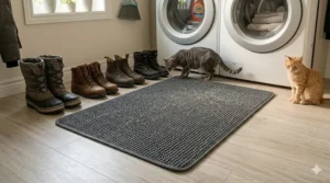 Size comparison illustration of an extra-large litter trapping mat suitable for multi-cat households in Canada.