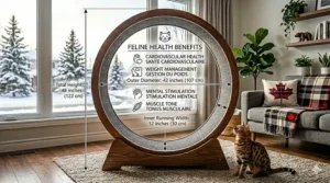 Premium bilingual product packaging for a Cozy Paw Canada silent cat wheel (roue pour chat silencieuse) featuring English and French text and feature icons.