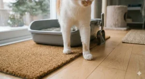 Non-tracking multi-cat clumping litter keeping Canadian hardwood floors clean from messy paw prints.