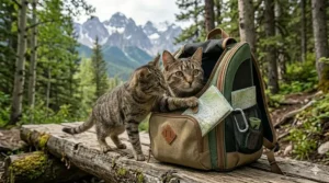 Size guide graphic illustrating how to properly measure a cat's length and height to select the best, most comfortable large cat backpack carrier size.