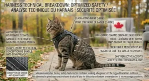 A guide for Canadian cat owners on recognizing comfort signals while using an escape proof cat harness for walking beginners.