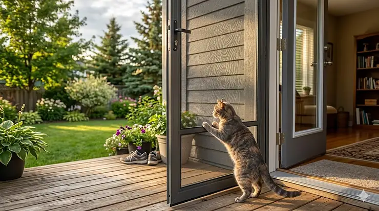 Durable cat proof screen door protector for Canadian homes.