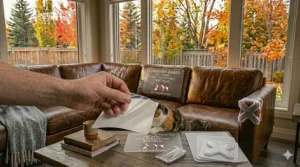 Full kit of clear adhesive sheets and pins for cat furniture protection.