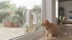 Professional glass installation of a microchip cat flap.