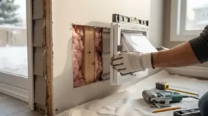 Advanced magnetic locking mechanism on a cat door, ensuring security against local wildlife. / Mécanisme de verrouillage magnétique avancé sur une porte pour chat, assurant la sécurité contre la faune locale.