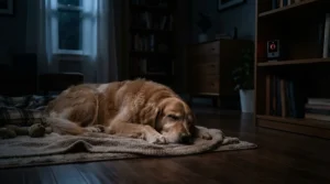Night vision mode on a 360 pet camera for large rooms monitoring a dark room