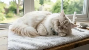 A majestic Persian cat after a grooming session using the best cat shampoo for luxurious coats.